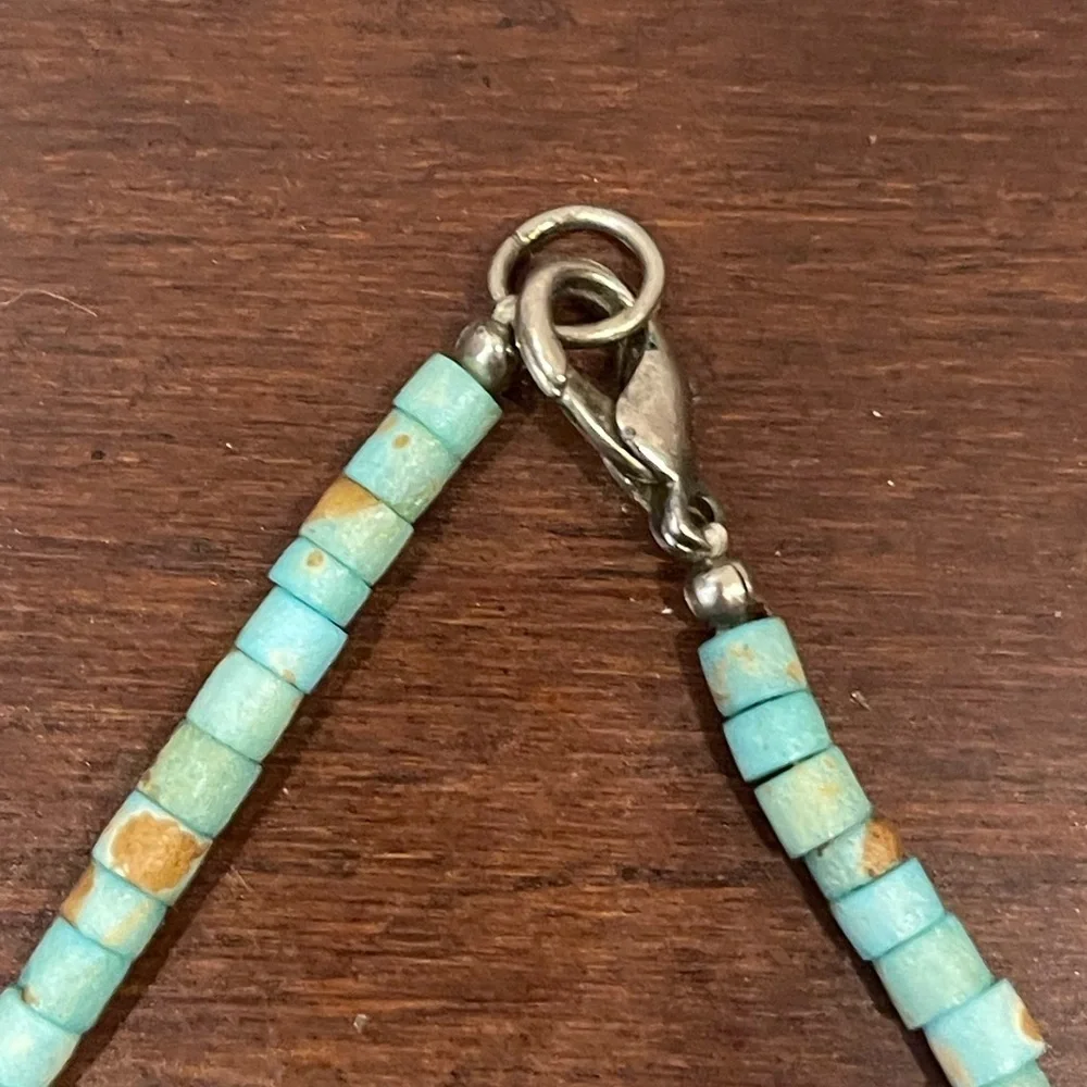 vintage Turquoise and Silver Beaded Necklace